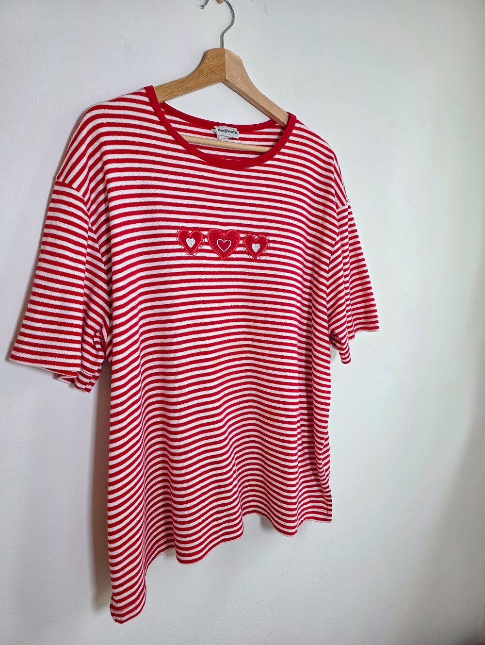 Vintage BonWorth Hearts Embroidered Striped Top